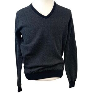 Egara  Slim Fit V-Neck Sweater Cotton Cashmere Blend Charcoal Gray Men XL